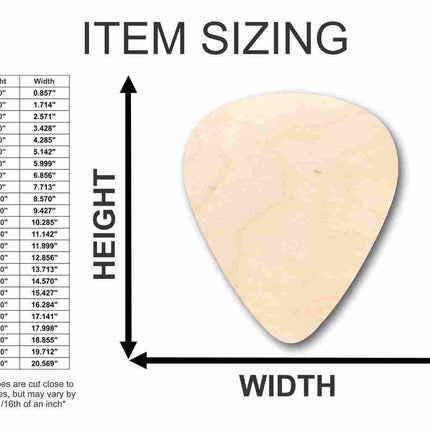 Unfinished Wood Guitar Pick Shape - Music - Craft - up to 46" DIY