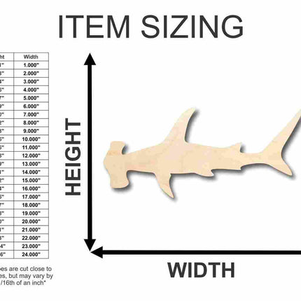Unfinished Wood Hammerhead Shape - Ocean - Craft - up to 46" DIY