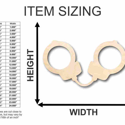 Unfinished Wood Handcuff Shape - Police - Law - Craft - up to 46" DIY