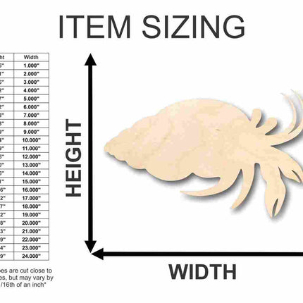 Unfinished Wood Hermit Crab Shape - Ocean - Beach - Nursery - Craft - up to 46" DIY