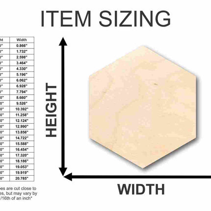 Unfinished Wood Hexagon Shape - Craft - up to 46" DIY