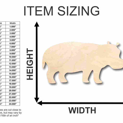 Unfinished Wood Hippo Shape - Animal - Wildlife - Craft - up to 46" DIY