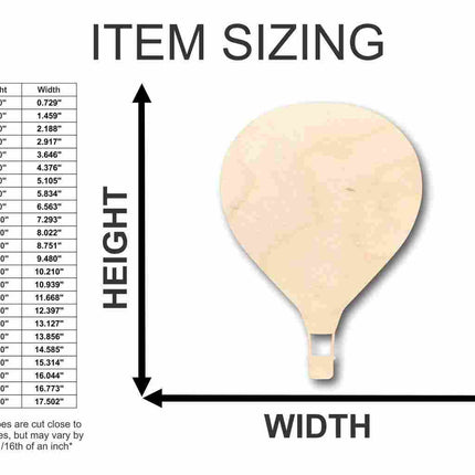 Unfinished Wood Hot Air Balloon Shape - Craft - up to 46" DIY