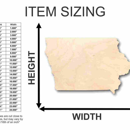 Unfinished Wood Iowa Shape - State - Craft - up to 46" DIY