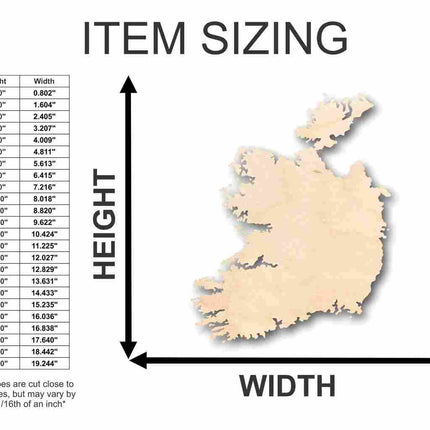 Unfinished Wood Ireland Shape - Country - Craft - up to 46" DIY
