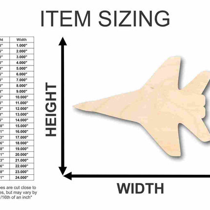 Unfinished Wood Fighter Jet Airplane Shape - Craft- up to 46" DIY