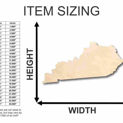 Unfinished Wood Kentucky Shape - State - Craft - up to 46" DIY