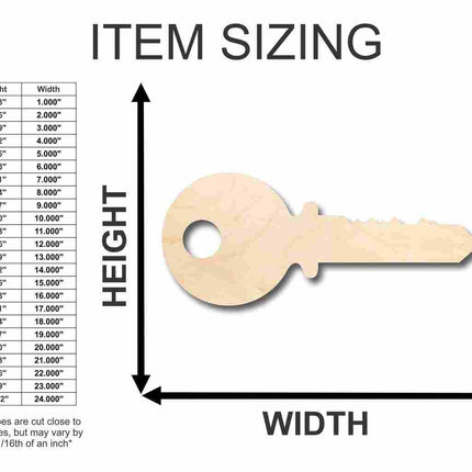 Unfinished Wood Key Shape - Craft - up to 46" DIY