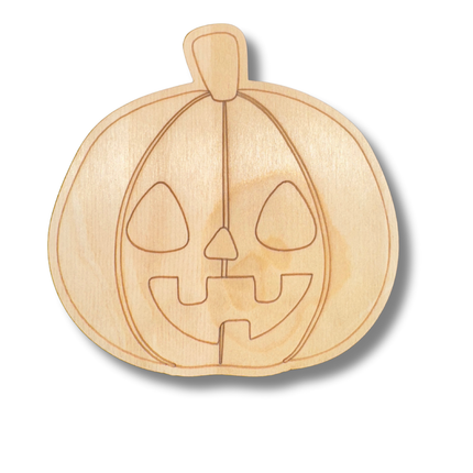 Unfinished Wood Etched Jack o' Lantern Shape | Paint By Line Crafts | up to 30" DIY