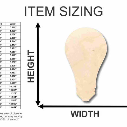 Unfinished Wood Light Bulb Shape - Idea - Craft - up to 46" DIY