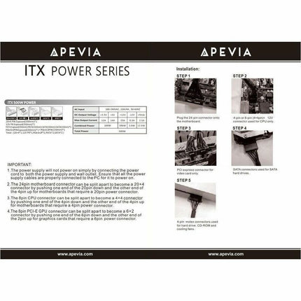 Apevia ITX-PFC500W 500W Power Supply