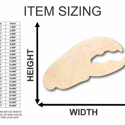 Unfinished Wood Lobster Claw Shape - Ocean - Nursery - Craft - up to 46" DIY