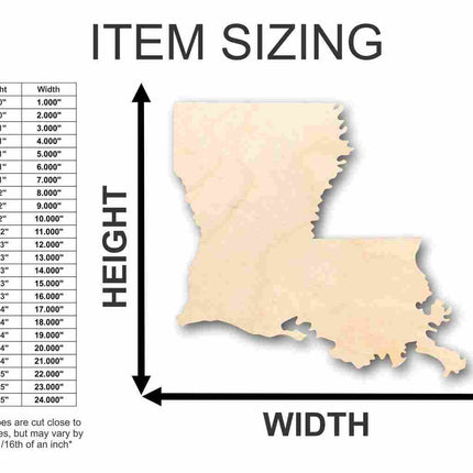 Unfinished Wood Louisiana Shape - State - Craft - up to 46" DIY
