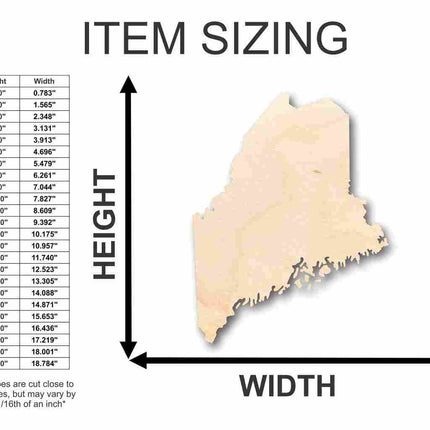 Unfinished Wood Maine Shape - State - Craft - up to 46" DIY