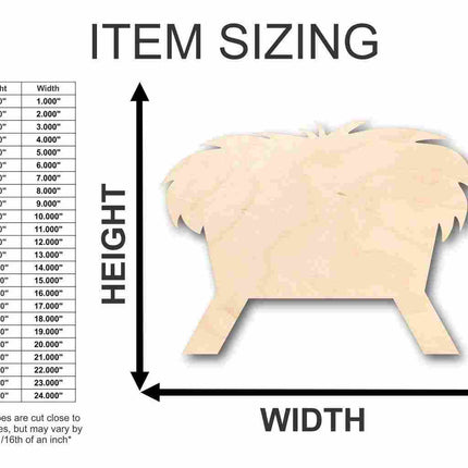 Unfinished Wood Bethlehem Manger Shape - Christmas - Craft - up to 46" DIY