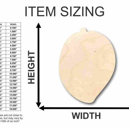 Unfinished Wood Mango Shape - Fruit - Tropical - Craft- up to 46" DIY