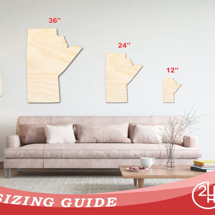 Unfinished Wood Manitoba Province Shape - Canada Province Craft - up to 46" DIY