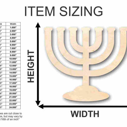 Unfinished Wood Menorah Shape - Hanukkah - Craft - up to 46" DIY