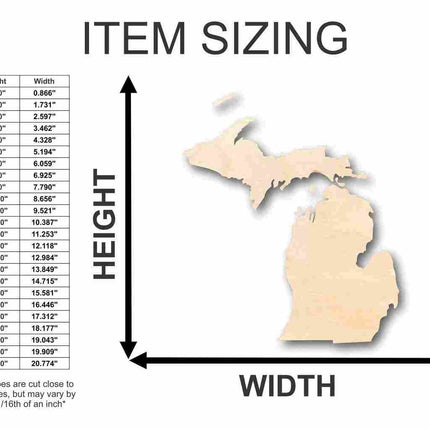 Unfinished Wood Michigan Shape (2 Pieces) - State - Craft - up to 46" DIY