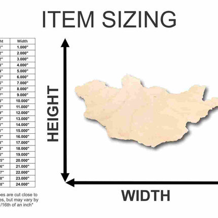 Unfinished Wood Mongolia Shape - Country - Craft - up to 46" DIY