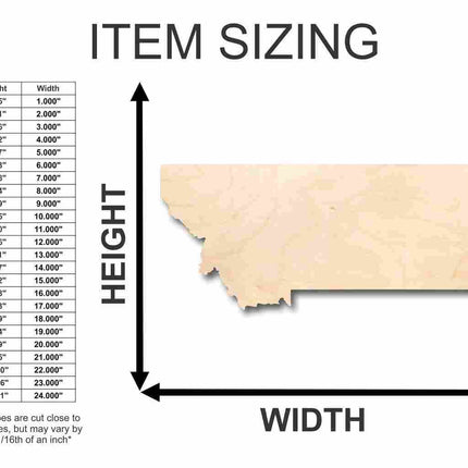 Unfinished Wood Montana Shape - State - Craft - up to 46" DIY