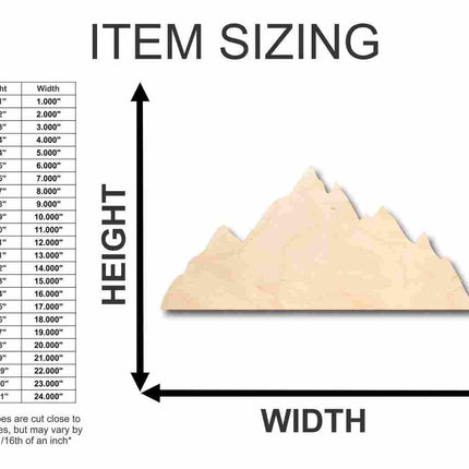 Unfinished Wood Mountain Range Shape - Nature - Craft - up to 46" DIY