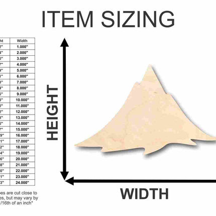 Unfinished Wood Mountain Shape - Nature - Craft - up to 46" DIY