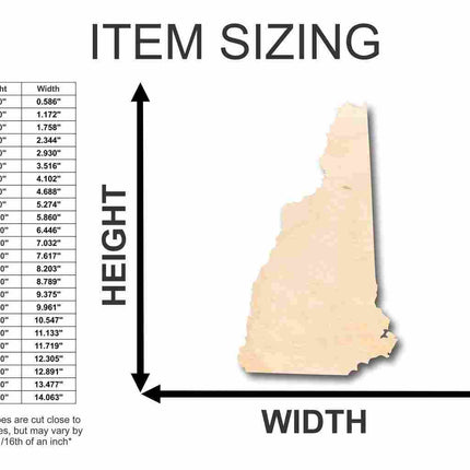 Unfinished Wood New Hampshire Shape - State - Craft - up to 46" DIY