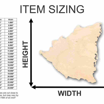 Unfinished Wood Nicaragua Shape - Country - Craft - up to 46" DIY