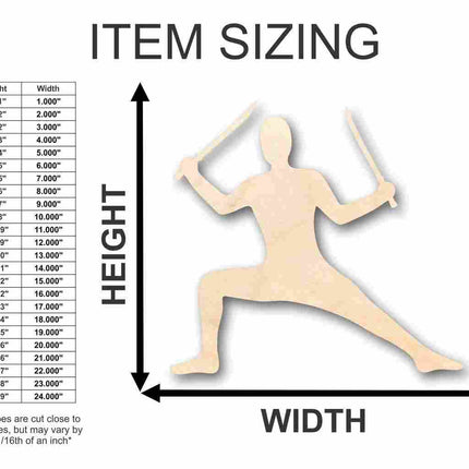 Unfinished Wood Ninja Shape - Craft - up to 46" DIY