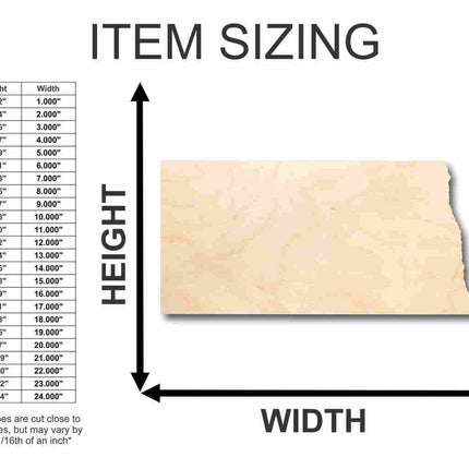 Unfinished Wood North Dakota Shape - State - Craft - up to 46" DIY