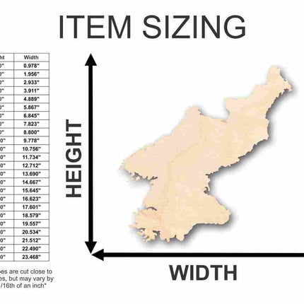 Unfinished Wood North Korea Shape - Country - Craft - up to 46" DIY