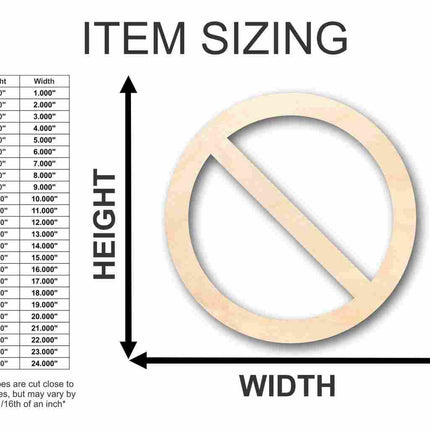 Unfinished Wood NO Sign Symbol - Craft - up to 46" DIY