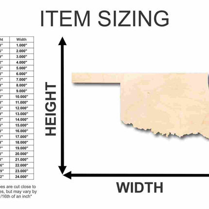 Unfinished Wood Oklahoma Shape - State - Craft - up to 46" DIY