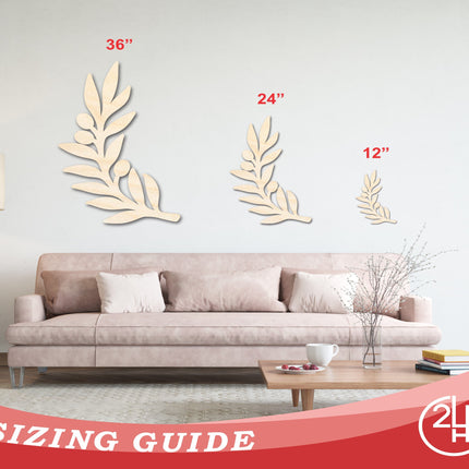 Unfinished Wood Olive Branch Shape - Craft - up to 46" DIY