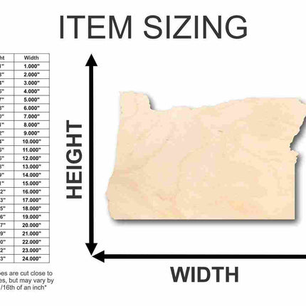 Unfinished Wood Oregon Shape - State - Craft - up to 46" DIY