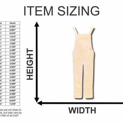 Unfinished Wood Overalls Shape - Farm - Craft - up to 46" DIY