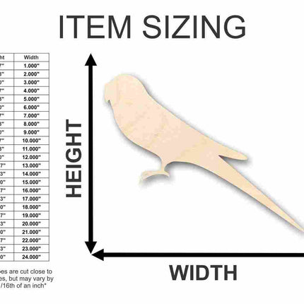 Unfinished Wood Parakeet Shape - Animal - Wildlife - Pet - Craft - up to 46" DIY