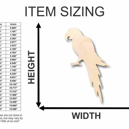 Unfinished Wood Parrot Shape - Animal - Wildlife - Pet - Craft - up to 46" DIY