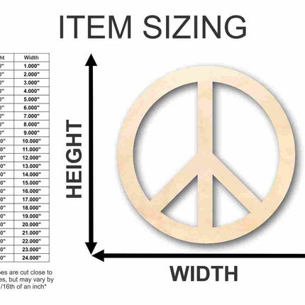 Unfinished Wood Peace Sign Symbol Shape - Craft - up to 46" DIY