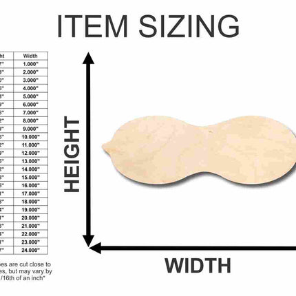 Unfinished Wood Peanut Shape - Food - Craft - up to 46" DIY