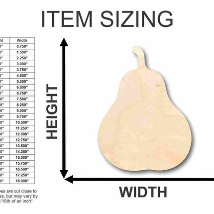 Unfinished Wood Pear Shape - Fruit - Craft - up to 46" DIY