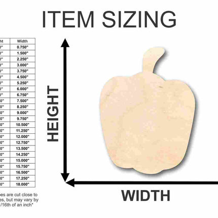 Unfinished Wood Pepper Shape - Garden - Kitchen - Food - Craft - up to 46" DIY