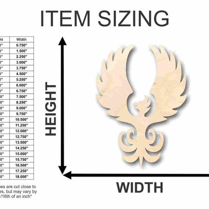 Unfinished Wood Phoenix Shape - Mythical - Beast - Craft - up to 46" DIY