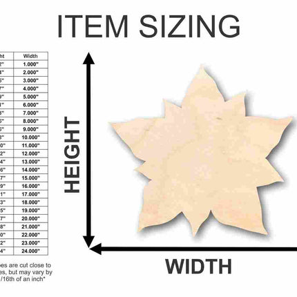 Unfinished Wood Poinsettia Flower Shape - Christmas - Flower - Craft - up to 46" DIY