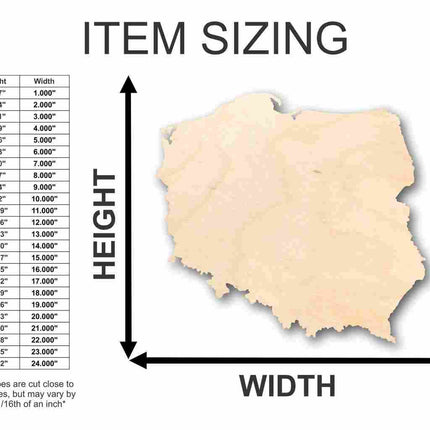 Unfinished Wood Poland Shape - Country - Craft - up to 46" Width DIY