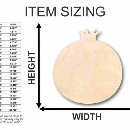 Unfinished Wood Pomegranate Shape - Fruit - Craft - up to 46" DIY