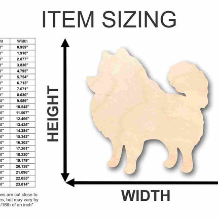 Unfinished Wood Pomeranian Dog Shape - Animal - Pet - Craft - up to 46" DIY