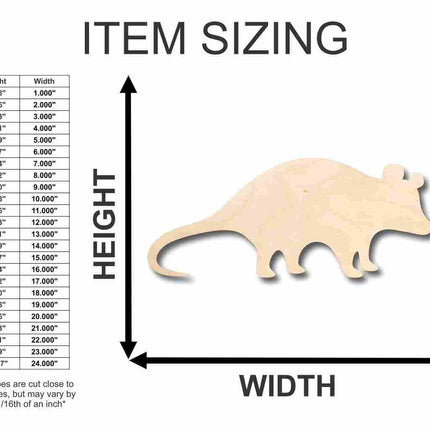 Unfinished Wood Possum Shape - Animal - Wildlife - Craft - up to 46" DIY