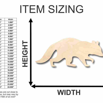 Unfinished Wood Raccoon Shape - Animal - Craft - up to 46" DIY